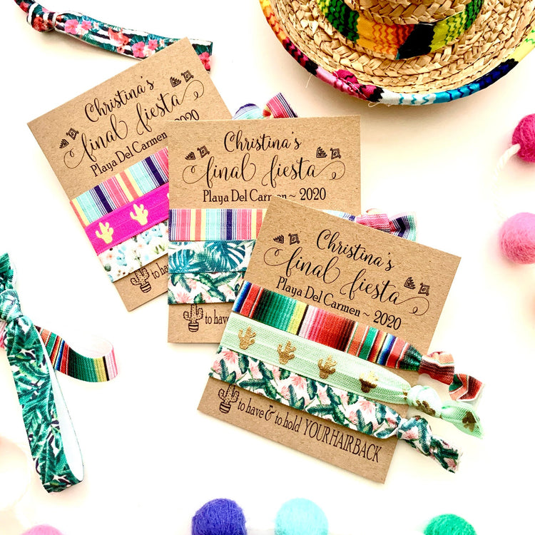 Bachelorette Party Favor, Hair Tie Favor, Final Fiesta Bachelorette, Mexico Bachelorette