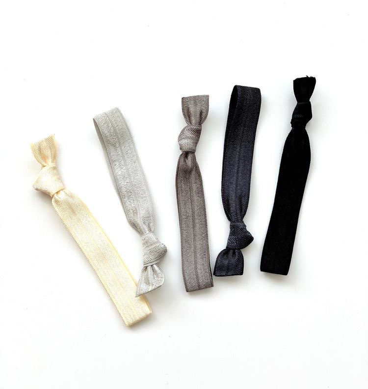 Black Grey Ombre Hair Tie Set, Creaseless Elastic Hair Ties, Silver Ombre Hair Tie Set, Silver, Bridesmaid Birthday favor gift
