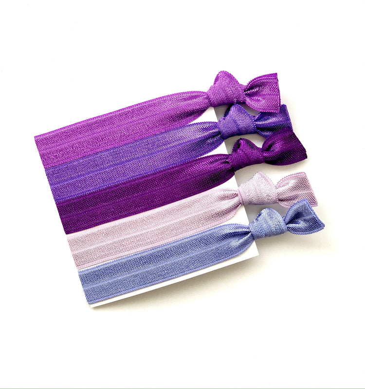 Plum Ombre Elastic Hair Tie Set Lavender, purple, iris hair bands, bridesmaid birthday gift, fabric hair tie set