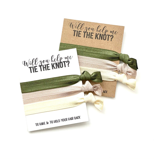Bridesmaid Proposal hair ties Will you help me tie the knot gifts