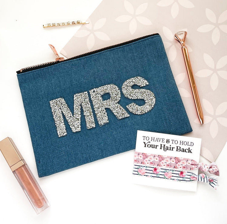Mrs Sequined Cosmetic Make Up Bag, Bride to be future Mrs. Wedding Bridal Shower Gift