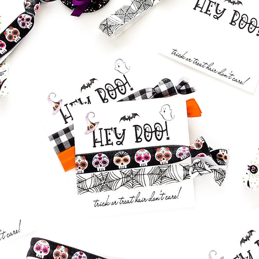 Hey Boo Halloween Hair Tie Favors, Boochelorette, Trick or Treat Halloween party quarantine halloween Halloween Bachelorette Party