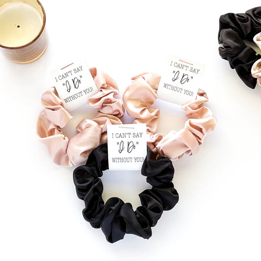 I can't say I do Bridesmaid Proposal Satin Hair Scrunchie Favor, Leopard Neutral Black Pink Maid of Honor Jr Bridesmaid Bridesmaid Box item