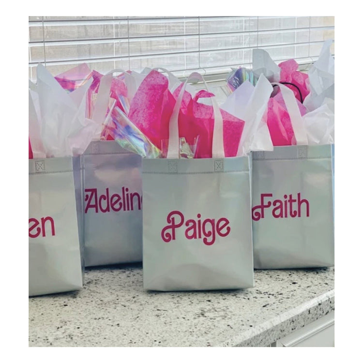Iridescent Gift Bag Bachelorette Party Tote Bag holographic Bridesmaid Gift Bag Treat bag birthday gift bag bride Barbie tote